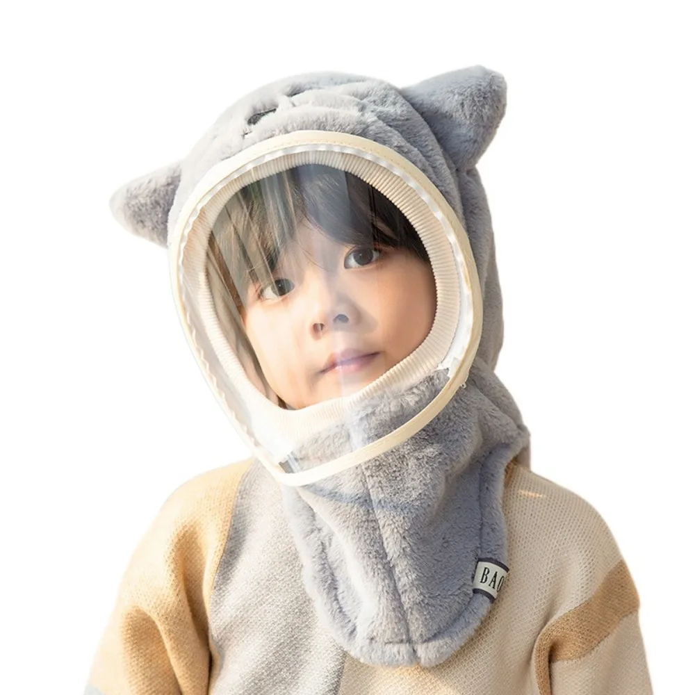 

Cartoon Kids Mask Integrated Hat Warm Shawls Windproof Children's Hats Thickened Ear Protection Winter All-in-one Caps Cycling
