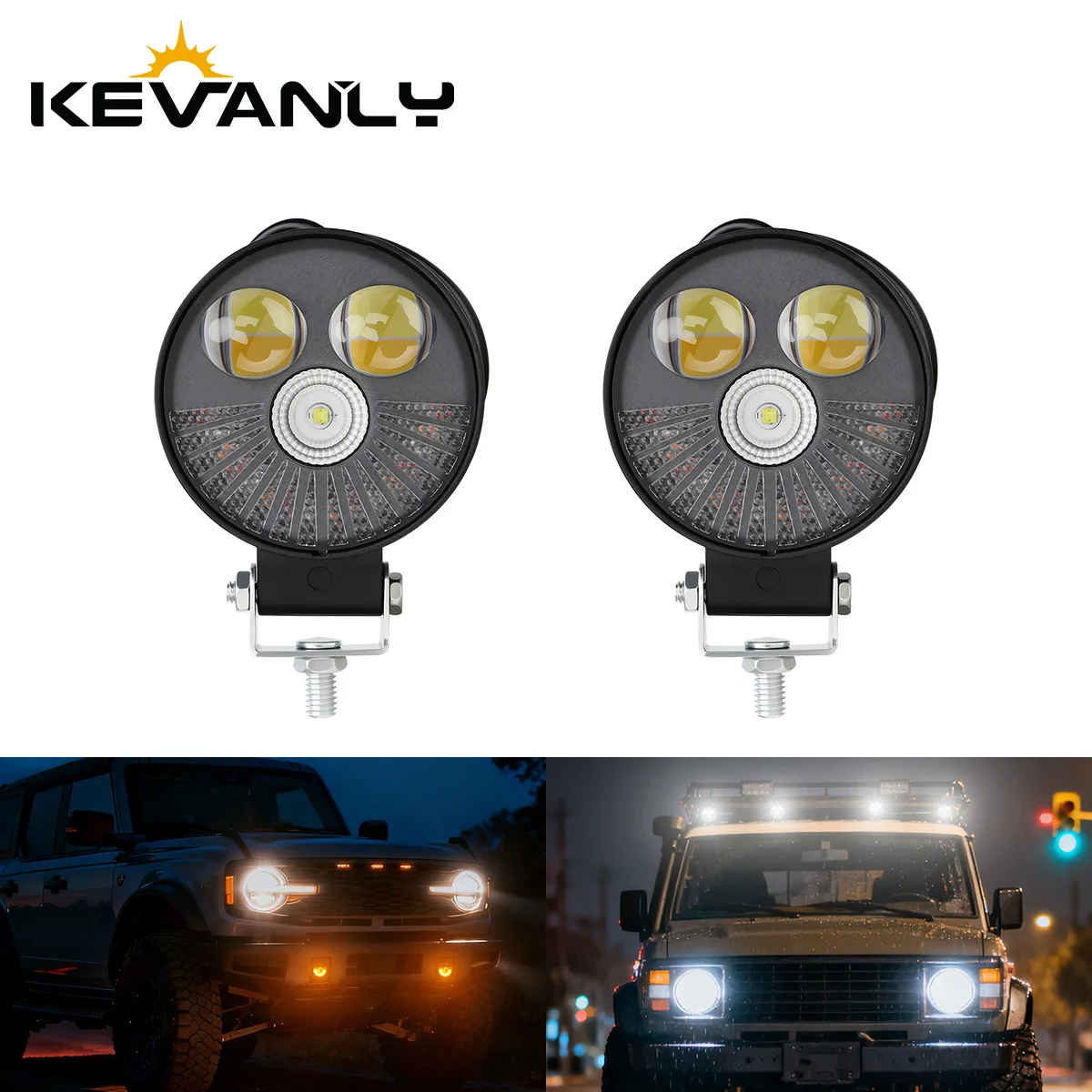 

3 inch LED Round Work Light 2LENS Offroad Truck Tractor Boat SUV Motorcycle Driving Spotlight White Yellow Red Strobe Headlight