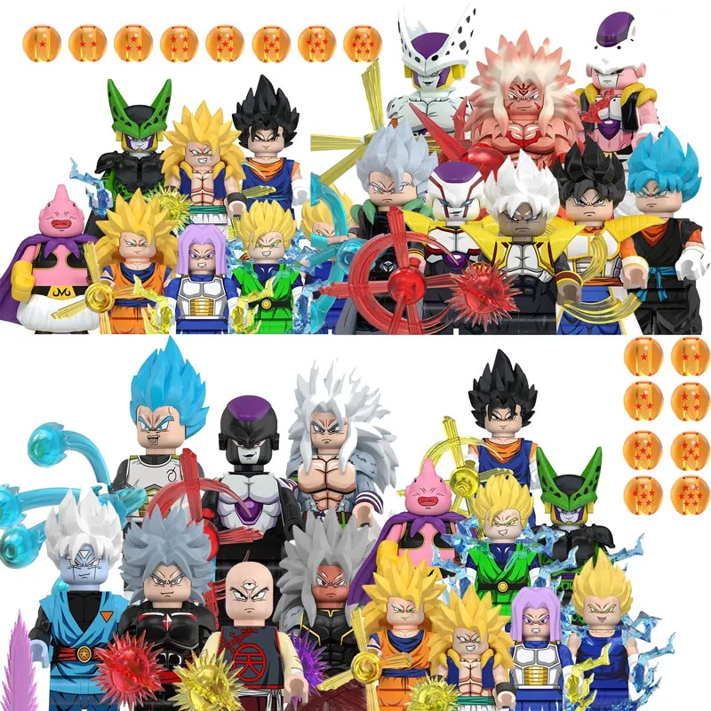 Super Saiyajin Goku Vegeta Trunks Broli Minifiguren-Baustein-Set - DIY-Bausteine Spielzeug für Kinder Halloween- & Weihnachtsgeschenk