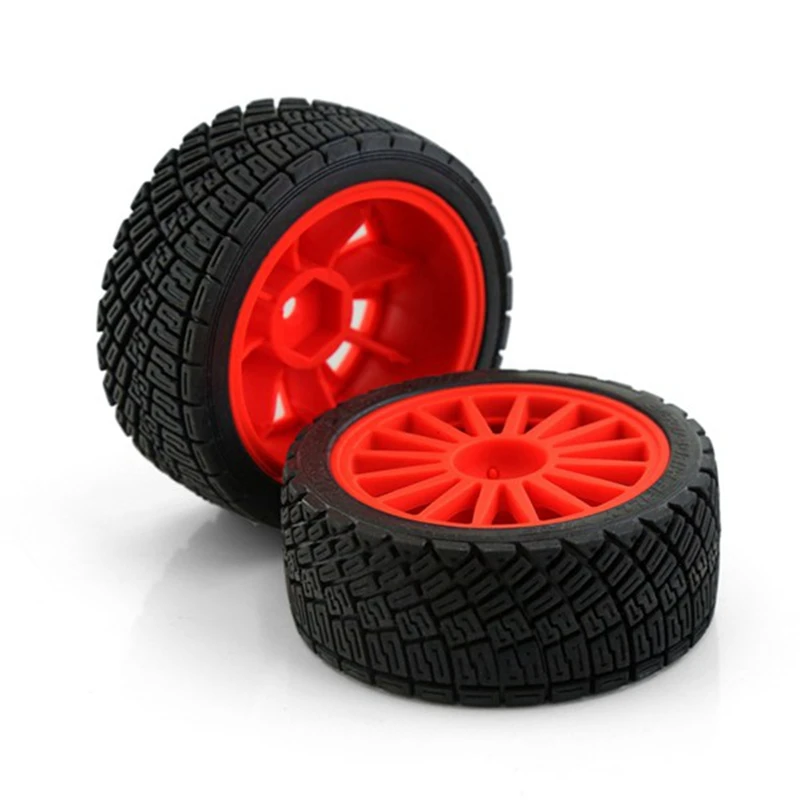 4Pcs 67Mm Plastic Wheel Rim Rubber Tire Universal For All 1/10 RC Rally On-Road Racing TAMIYA TT02 XV01 HSP Spare Parts