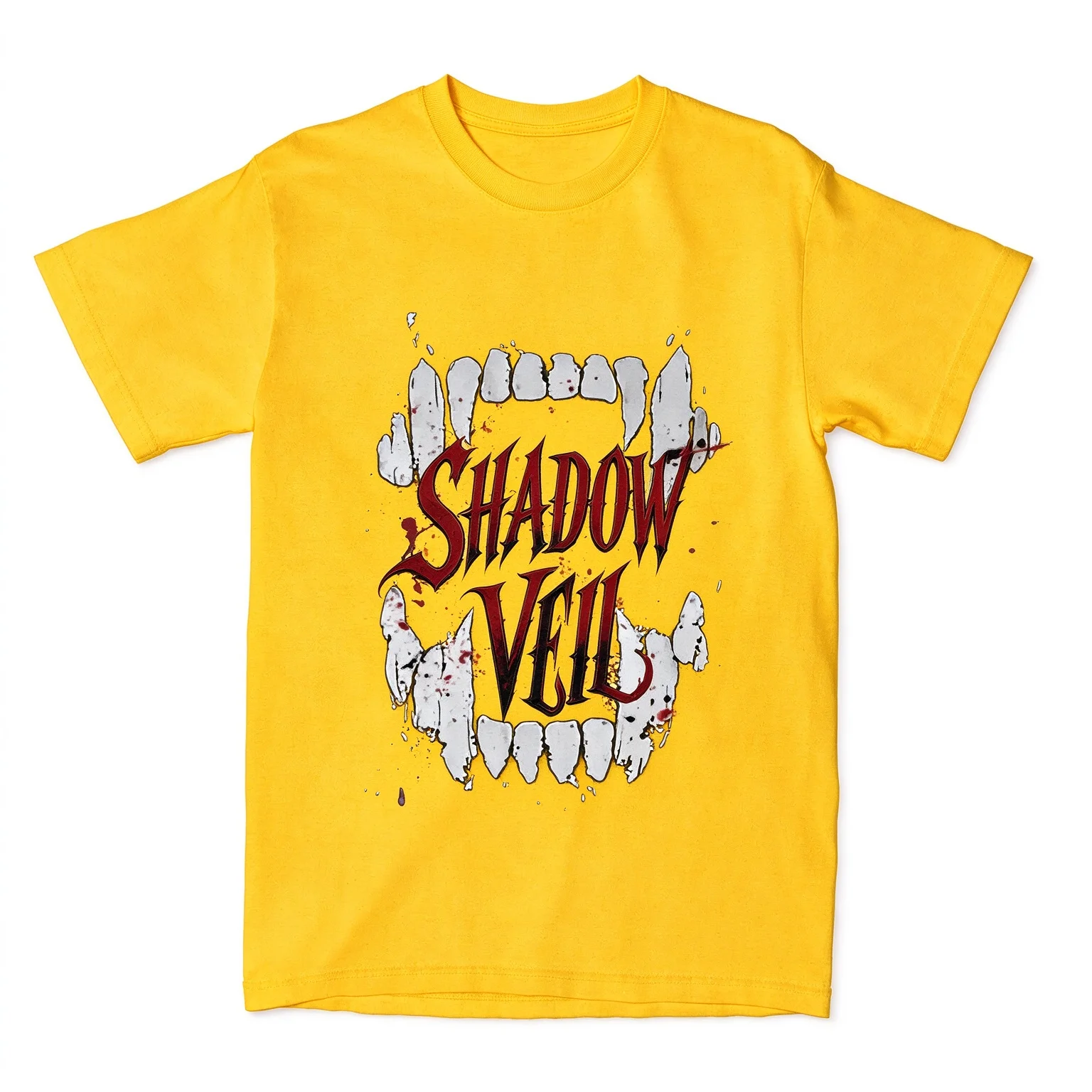 Gothic Shadow Veil Fangs Graphic T Shirt Summer Short Sleeve Crew Neck Y2K Streetwear Print Casual Tees for Men Women