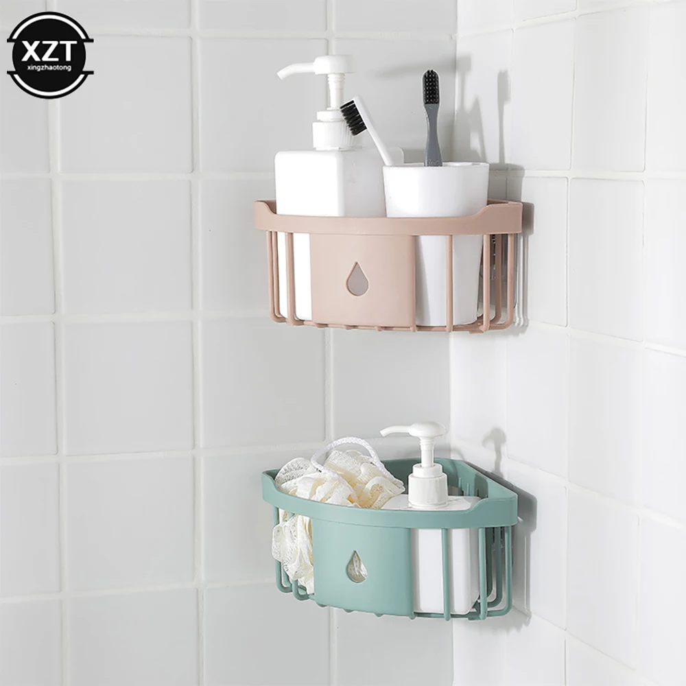 Plastic Free Hole Shelf Bathroom Shower Shelf Corner Bathtub Wall Mounted Shelf Storage Rack Organizer Kitchen Accessories