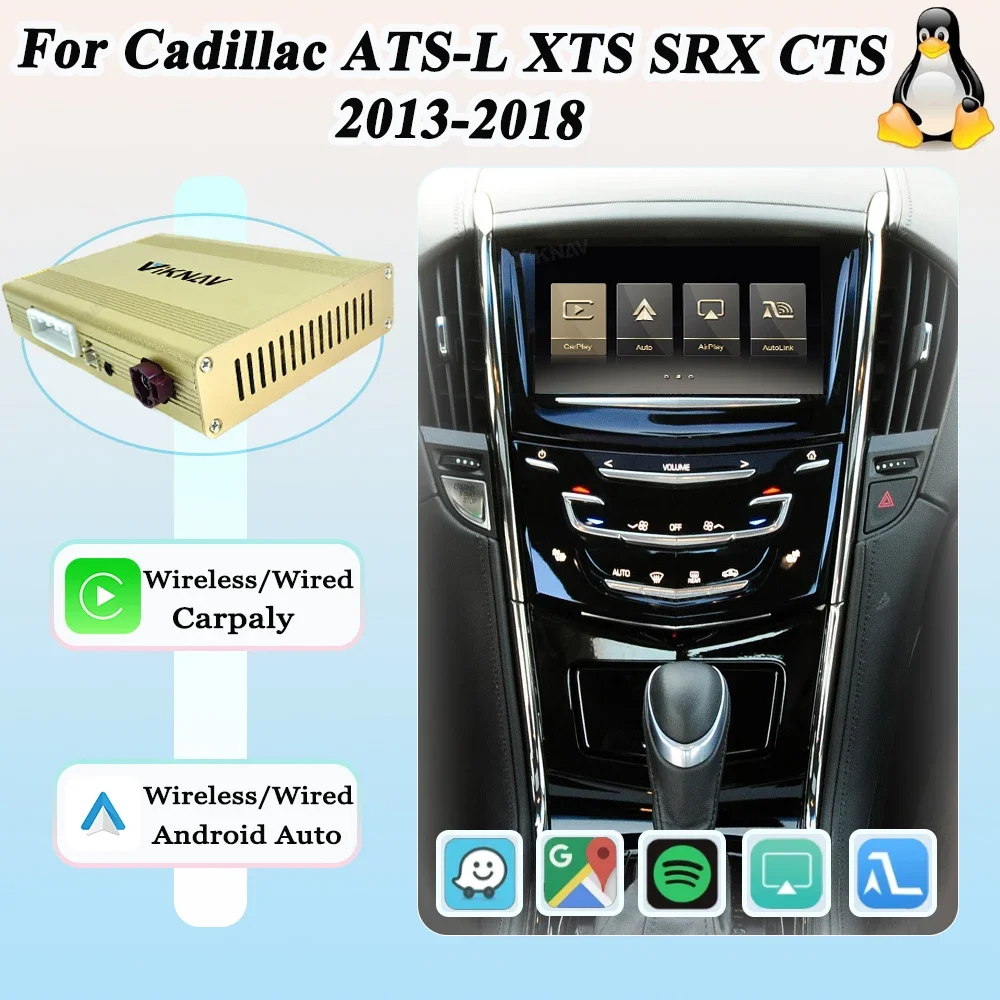 Viknav For Cadillac ATS-L XTS SRX CTS 2013-2018 Carplay Android Auto Upgrade Car Decoder Box Interface Screen Multimedia Stereo