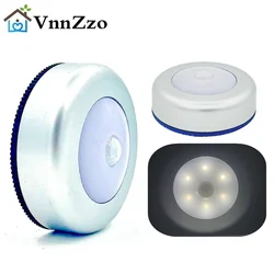 Luz Nocturna LED con Sensor de movimiento redondo inalámbrico, lámpara de noche con batería, luces de mesita de noche para dormitorio, iluminación de armario