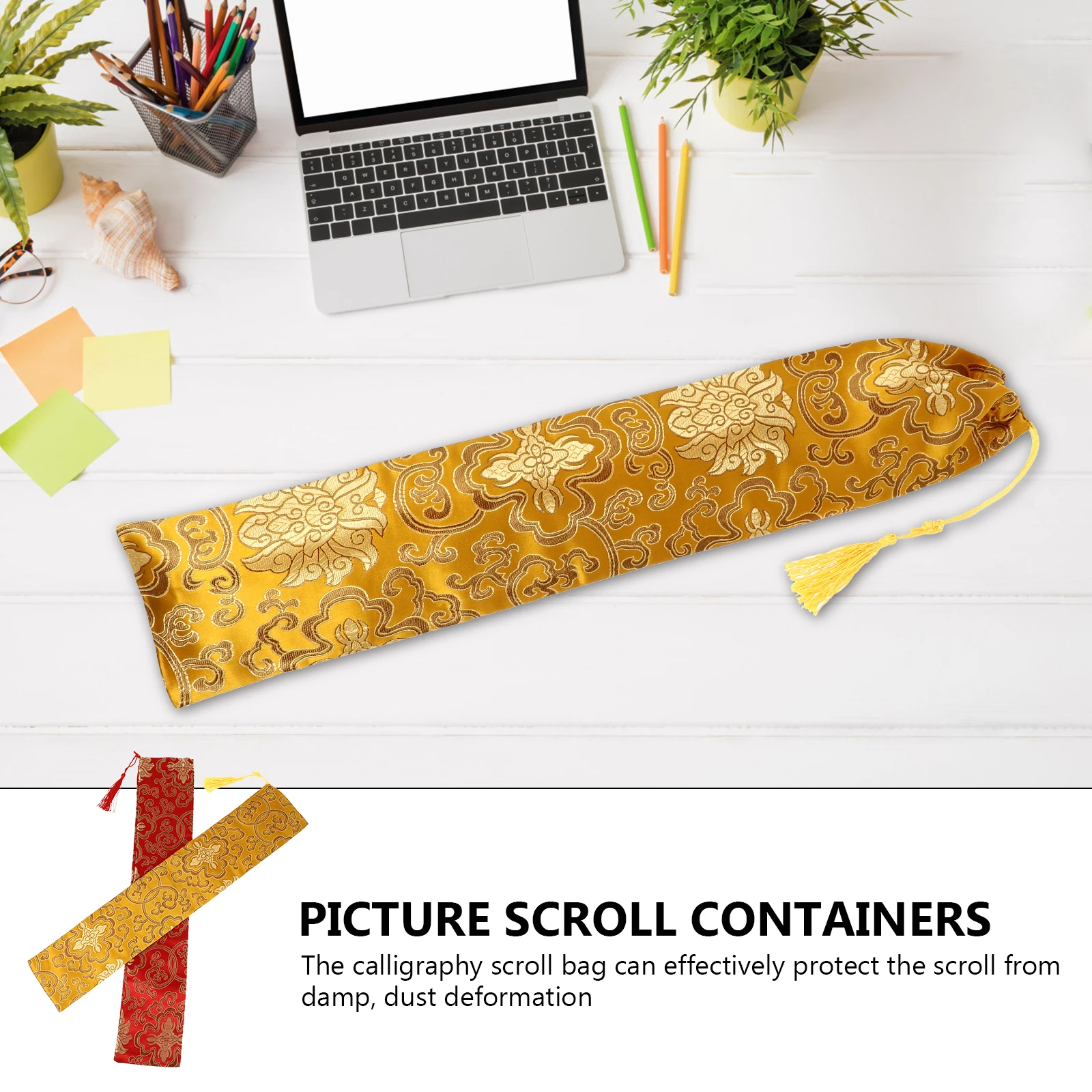 

Calligraphy Scroll Storage Bag Packaging Container Polyester Material Long Lasting Dustproof Portable Easy Placement