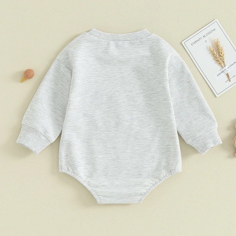 

Newborn Baby Boy Romper Sweatshirt Long Sleeve Crewneck Letter Embroidery Mama‘s Bodysuit Jumpsuit 0-18M