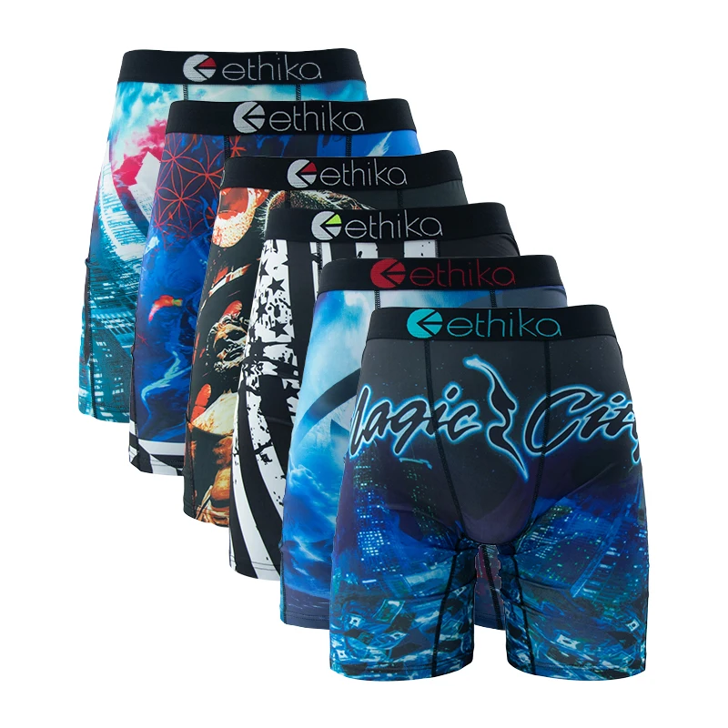 ETHIKA 6Pcs Men Underwear Boxers Breathable Man Swimming Underpants Plus Size Print Mens Panties Trunks Sexy Men's Boxershorts - Image 5