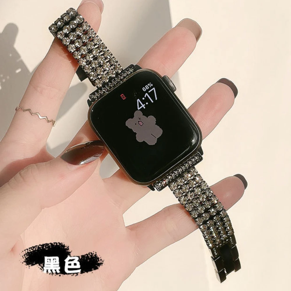 Stainless Steel Strap Diamond Strap For Apple Watch Ultra 2 Band 49mm 45mm 41mm For iWatch Series 9 8 7 6 SE 44mm Bracelet Case