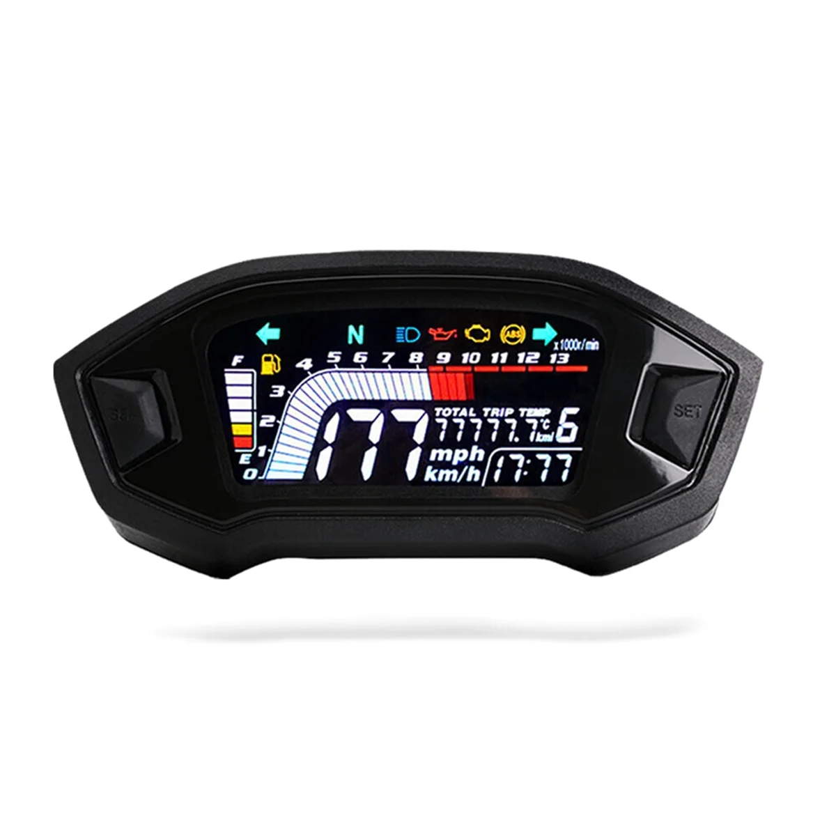 Motorcycle LCD Digital Odometer LED Speedometer Universal for 2, 4 Cylinder Model