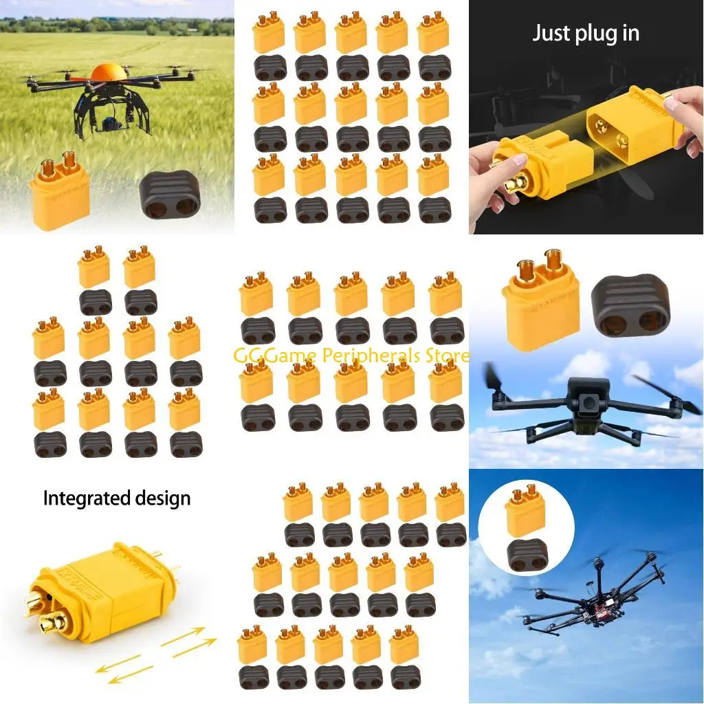 

U55B Латунные разъемы XT60H с позолоченной пластиной для гоночного квадрокоптера, легкая сварка