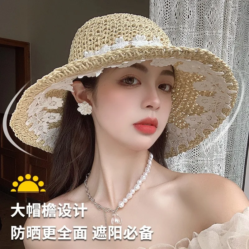

Women's hat seaside new style vacation outdoor with weaving large brim