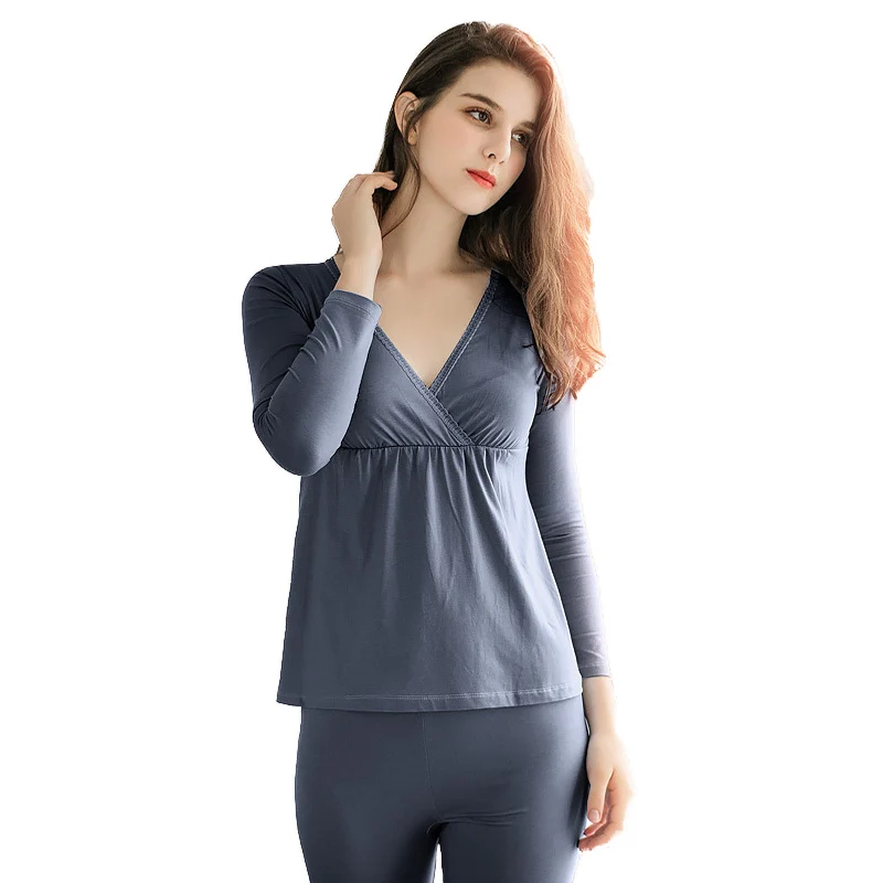 

Maternity Nursing Top Spring and Autumn Confinement Clothing Thermal Underwear Postpartum Nursing Pajamas Plus Size