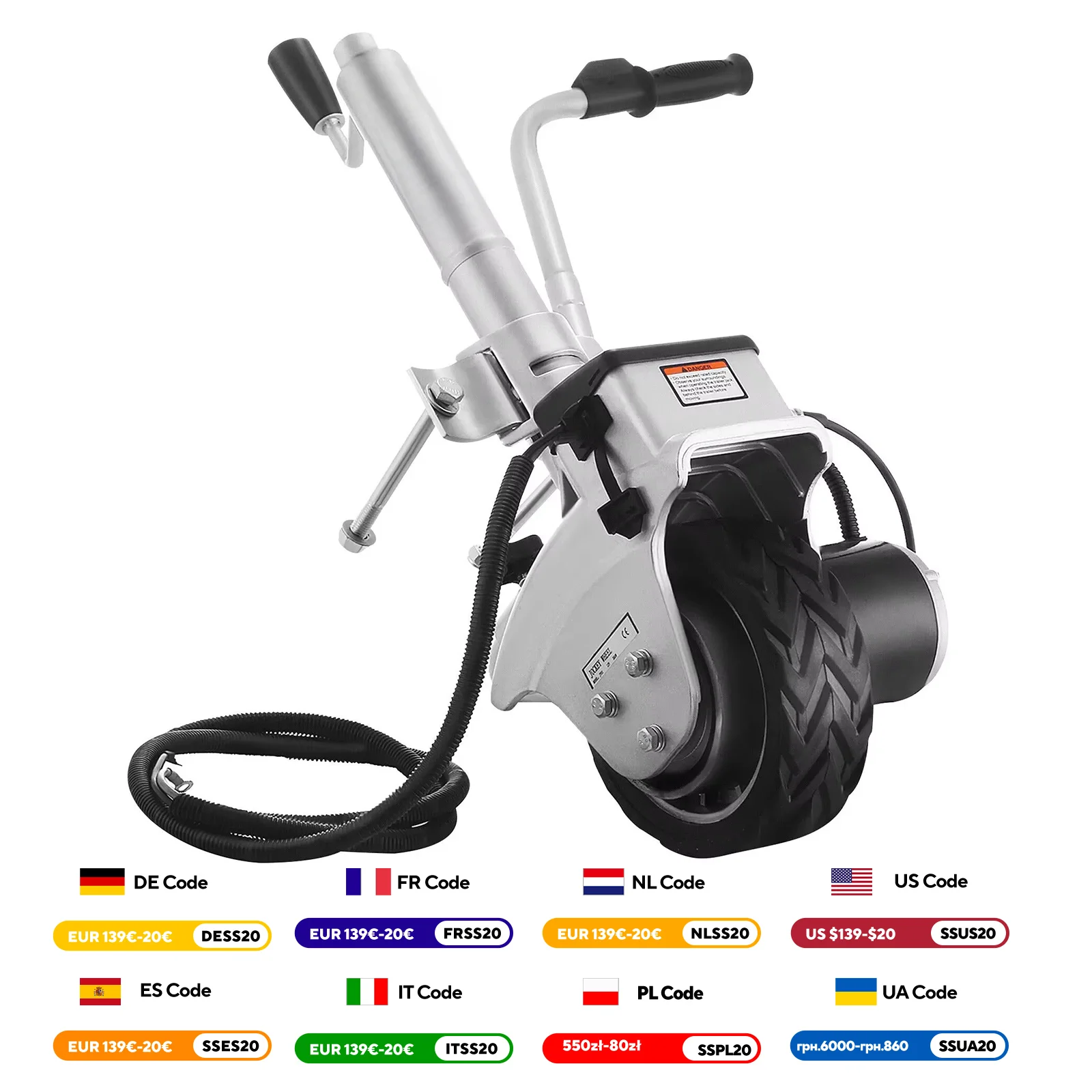 VEVOR Trailer Mover 350W 12V Elektrische Trailer Jack Trailer Neuswiel Utility Trailer Jack voor Trailer Caravan boot