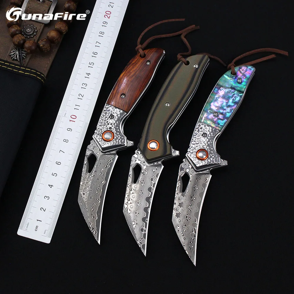 

Tunafire GT-989 Folding Knife Damascus VG10 Steel Blade Outdoor Camping EDC Survival Pocket Knife Multipurpose Tools
