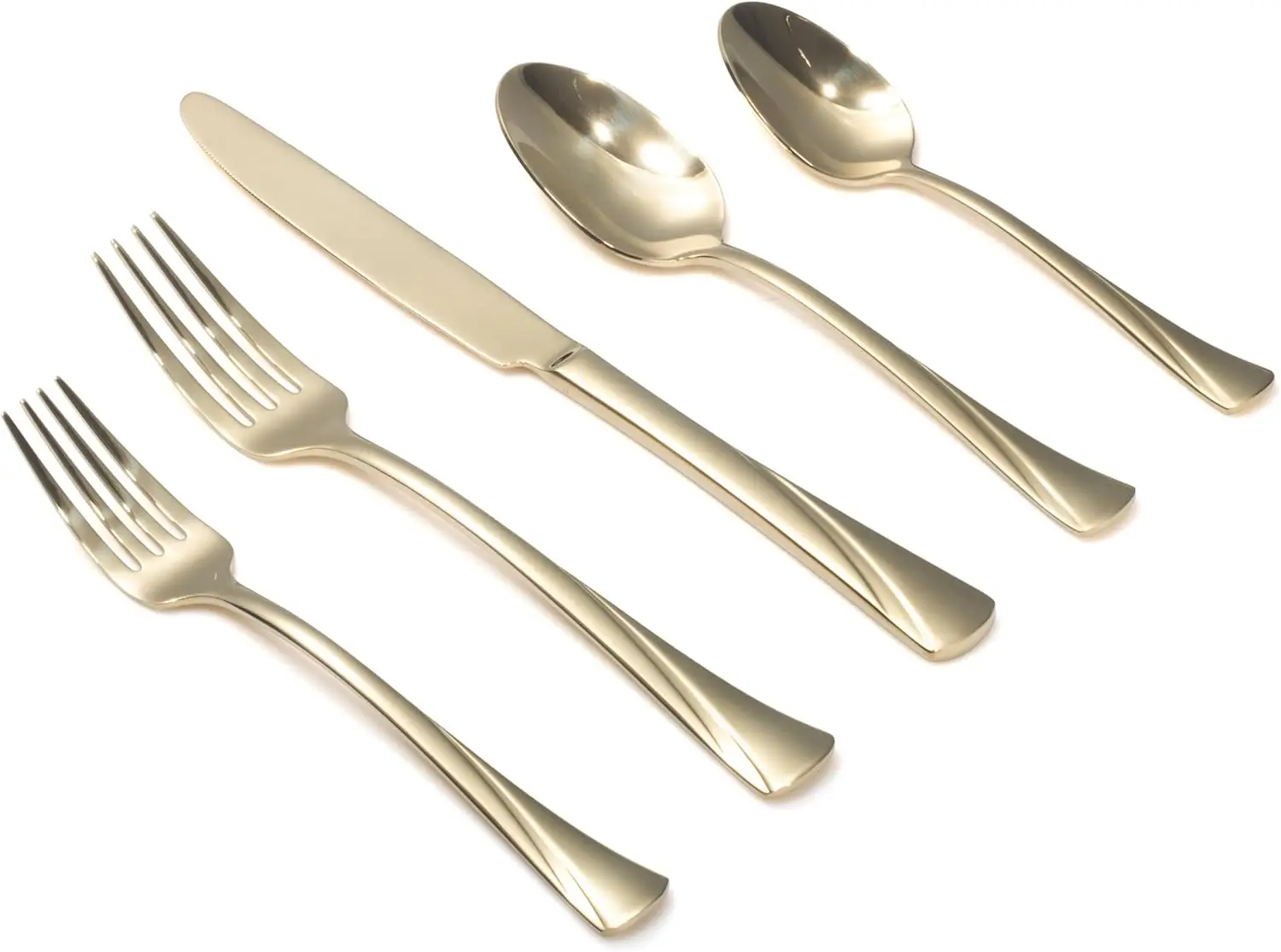 

Champagne Gold Mirror 40-Piece Stainless Steel Flatware Set, Service for 8, Dishwasher Safe Cutlery