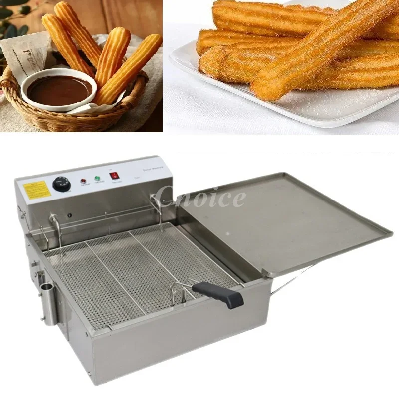 Commercial 5L Manual Churros Maker With 25L Large Electric Fryer Spanish Churros Snack Machine Twist Latin Fruit Maker