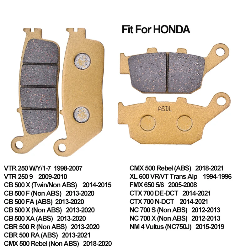 Pastillas de Freno Delanteras y Traseras de Cerámica para Motocicleta HONDA VTR 250 9 CB 500 X/F/FA/X/XA/ CBR 500 R FMX 650 CTX 700 2021 2020 2019