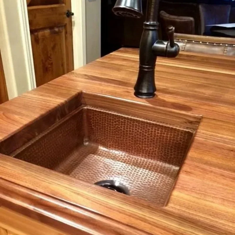 Retro copper bar basin sink Nakajima bar counter pantry side cabinet RV single slot small sink