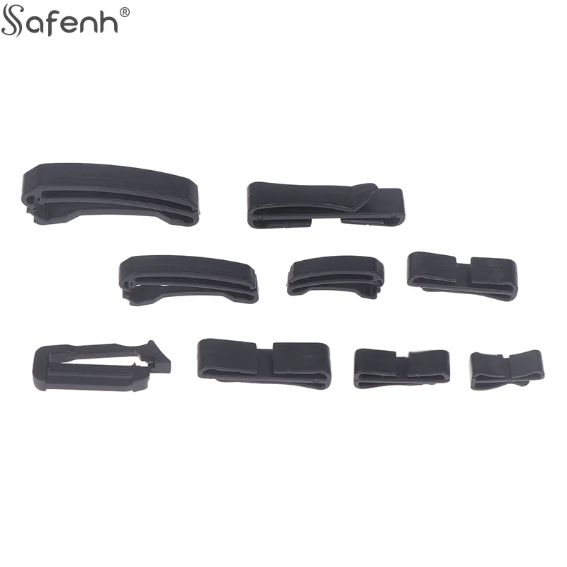 10 Pcs/Pack Plastic Quick Slip Keeper Buckle End Clip Slider Black For Molle Tactical Backpack Adjusting Strap Webbing 20-50mm