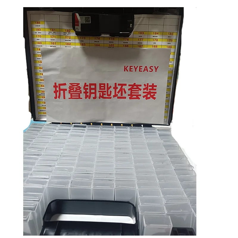 Keyeasy Folding Fold Key Embryo Blade Blank Empty Plastic Case Box with 186 PCS Model Small Box Easy Use Locksmith Tools