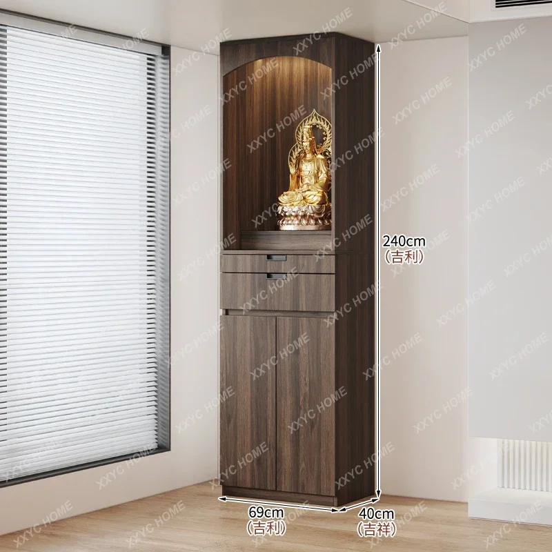 DV  Solid wood Buddhist niche cabinet serving table Household  incense table Chinese vertical cabinet Bodhisattva offering tab