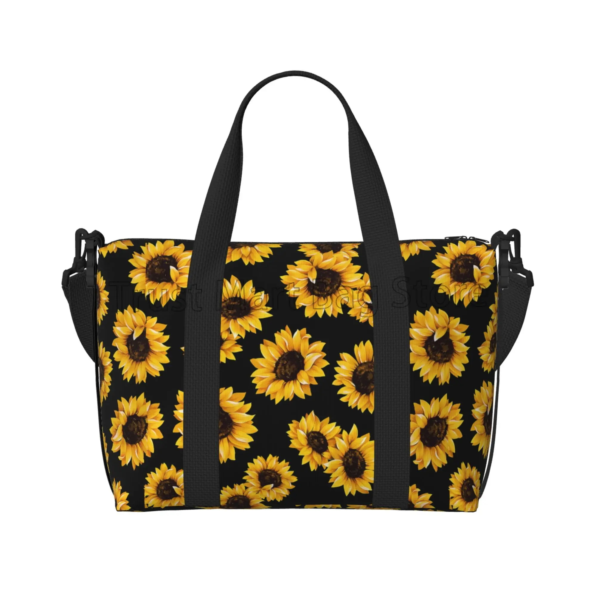 Bolso de viaje de girasol para mujer y hombre, bolsa de mano grande, resistente al agua, duradera, para llevar en el hombro, para la playa