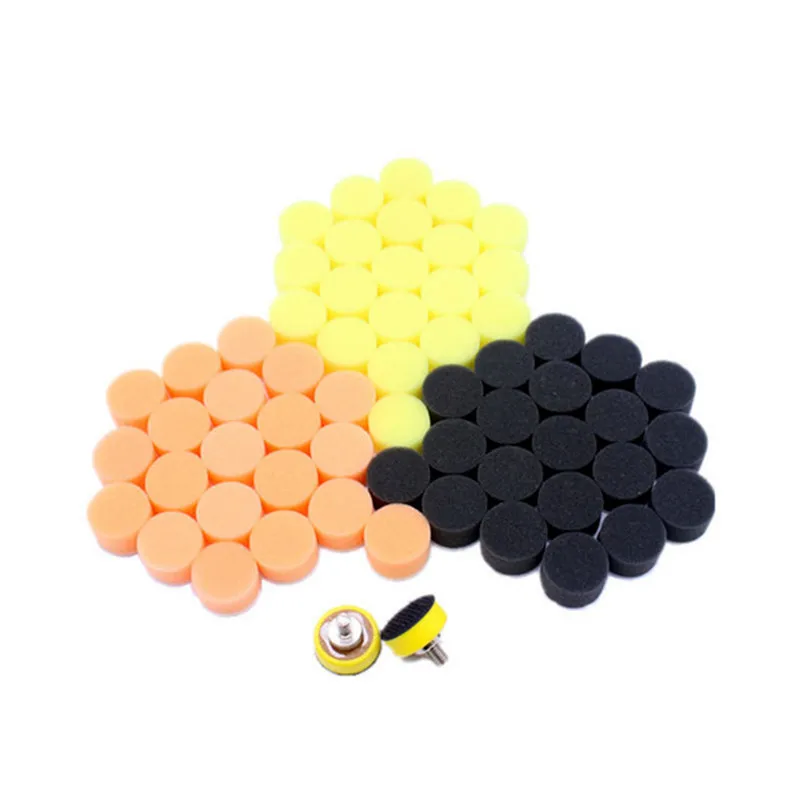 62Pcs 1Inch 25mm  Sponge Buffing Polishing Pads Waxing Buffer Tools Rough & Medium & Fine  Fit For Car Polisher
