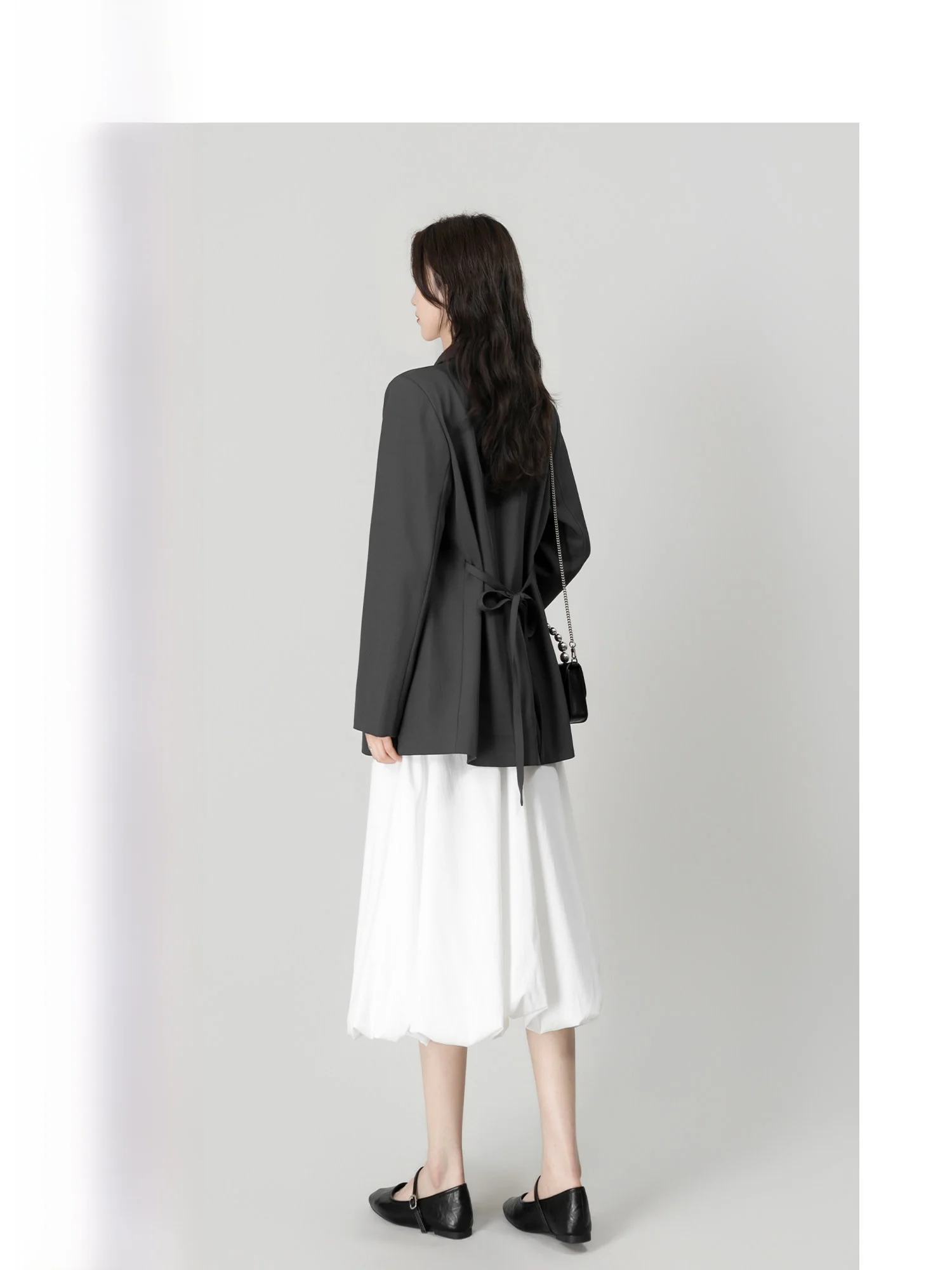 

Wavy Egg Casual Loose Women's Suit Jacket Waist-Cinching Spring 2026 Long Sleeve Mid-Length Fashionable Business Top