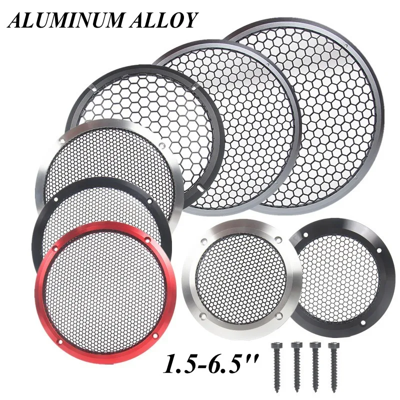 1pcs 1.5inch - 6.5 inch Aluminum Car Tweeter Speaker Grill Cover Full Metal Mesh Grille for Audio Enhancement Black