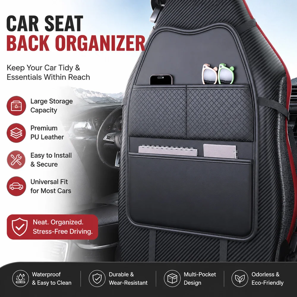 High‑Grade Car Seat Back Multifunctional Storage Bag Multi‑Pocket Hanging Fit Standard & Sport Seats Auto Interior Parts view 5