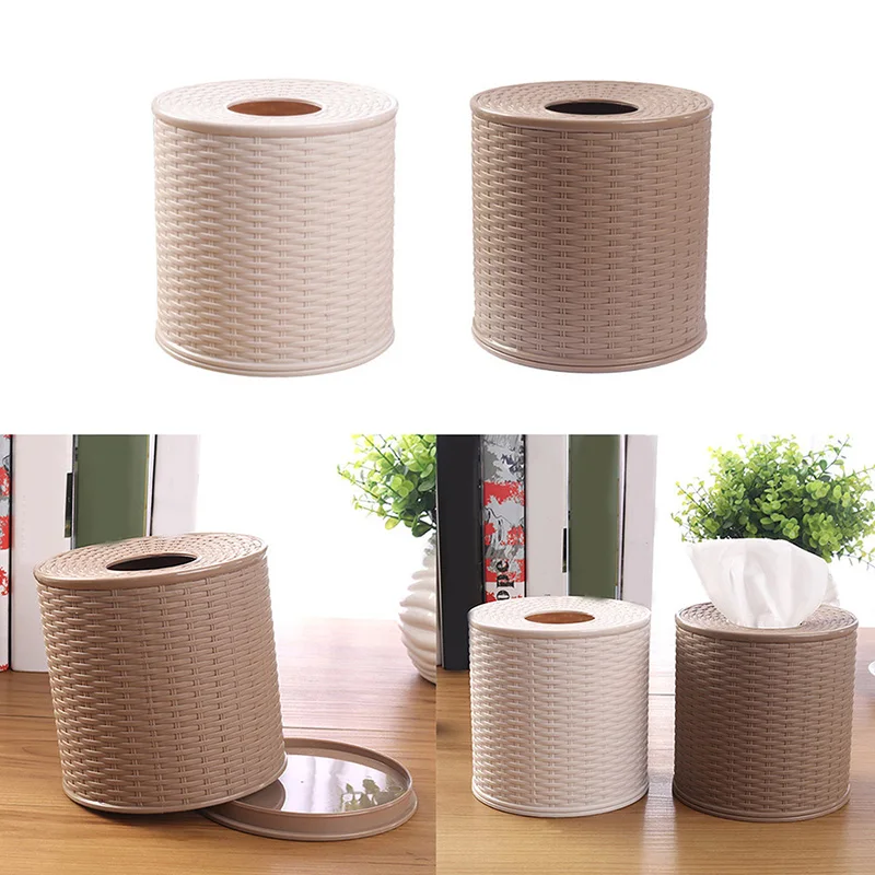 Plastic Tissue Box Holder Kitchen Living Room Simulation Rattan Tissue Storage Box Toilet Bathroom Roll Paper Rack Container