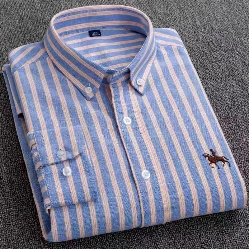 Koszule z długim rękawem dla mężczyzn Odzież jesienno-zimowa 100% bawełna Oxford Top Bluzka Duży rozmiar Koszule biznesowe Koreańska moda