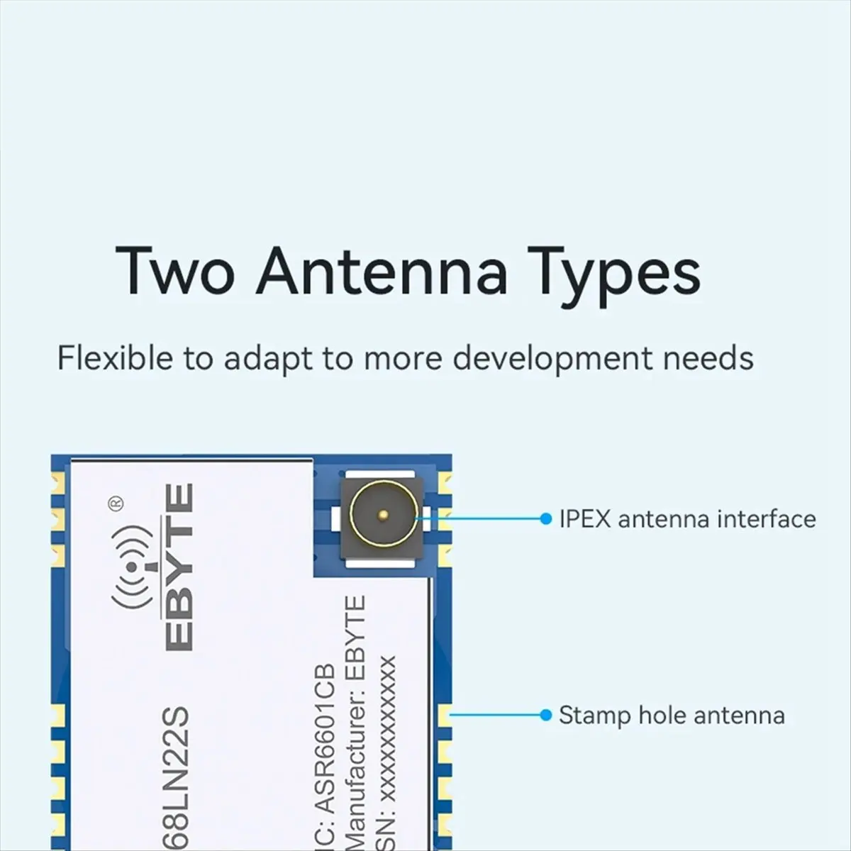 RISE- LoRaWAN SoC E78-868LN22S 868MHz LoRa Module ASR6505/6601TXCO 22dBm Wireless Transceiver SMD IPEX Stamp Hole Connector