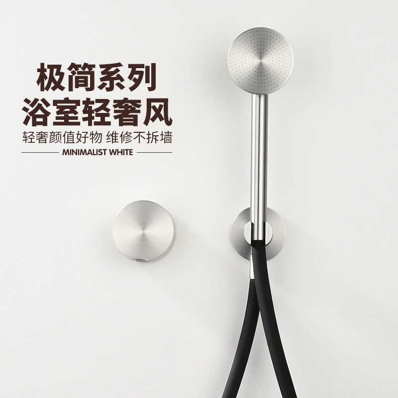 Concealed wall mounted showerhead set for home use, grey hot and cold showerhead embedded in the wall