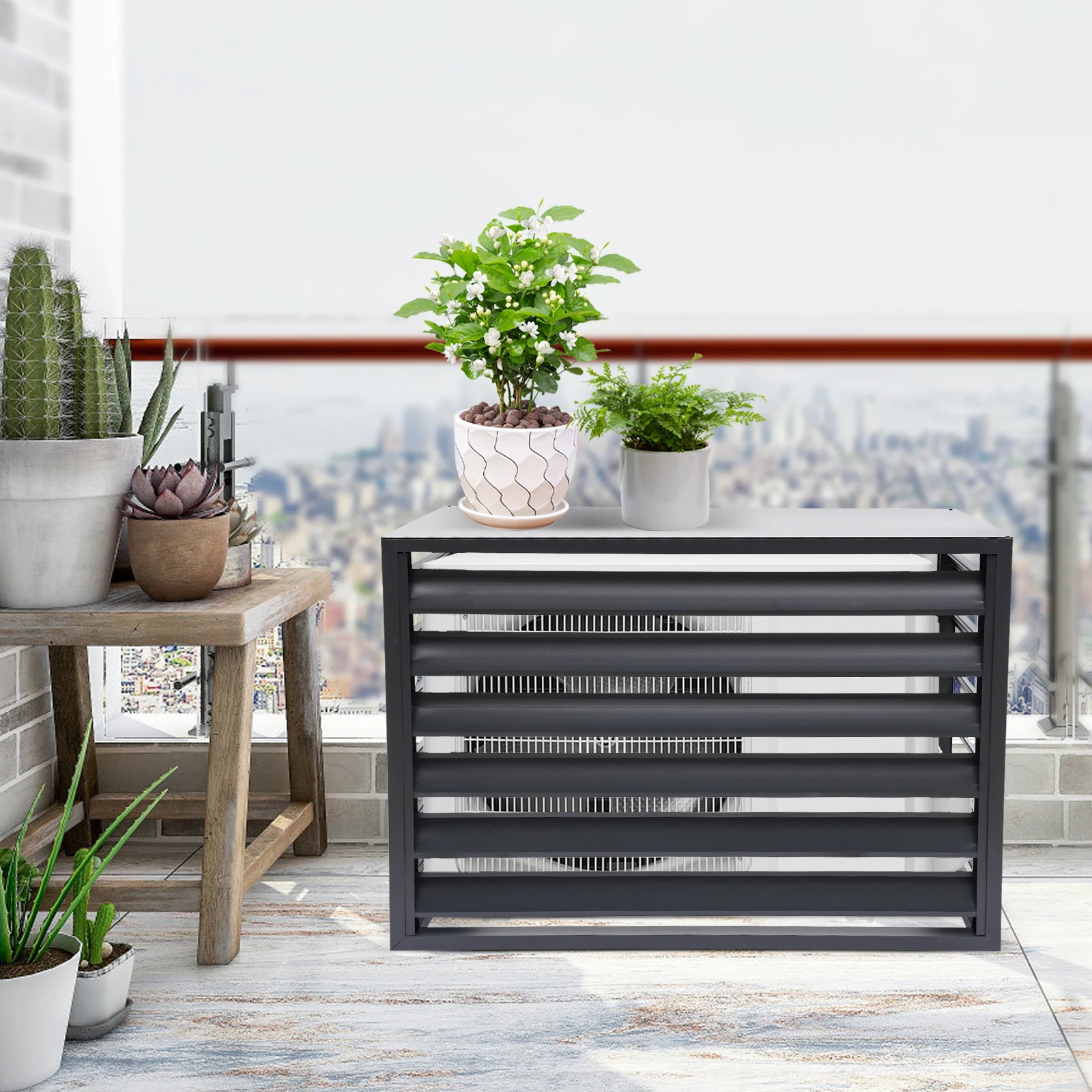 

Zinc steel air conditioning unit cover protective cover outdoor ventilation rain and sun decorative shelter shutter grille