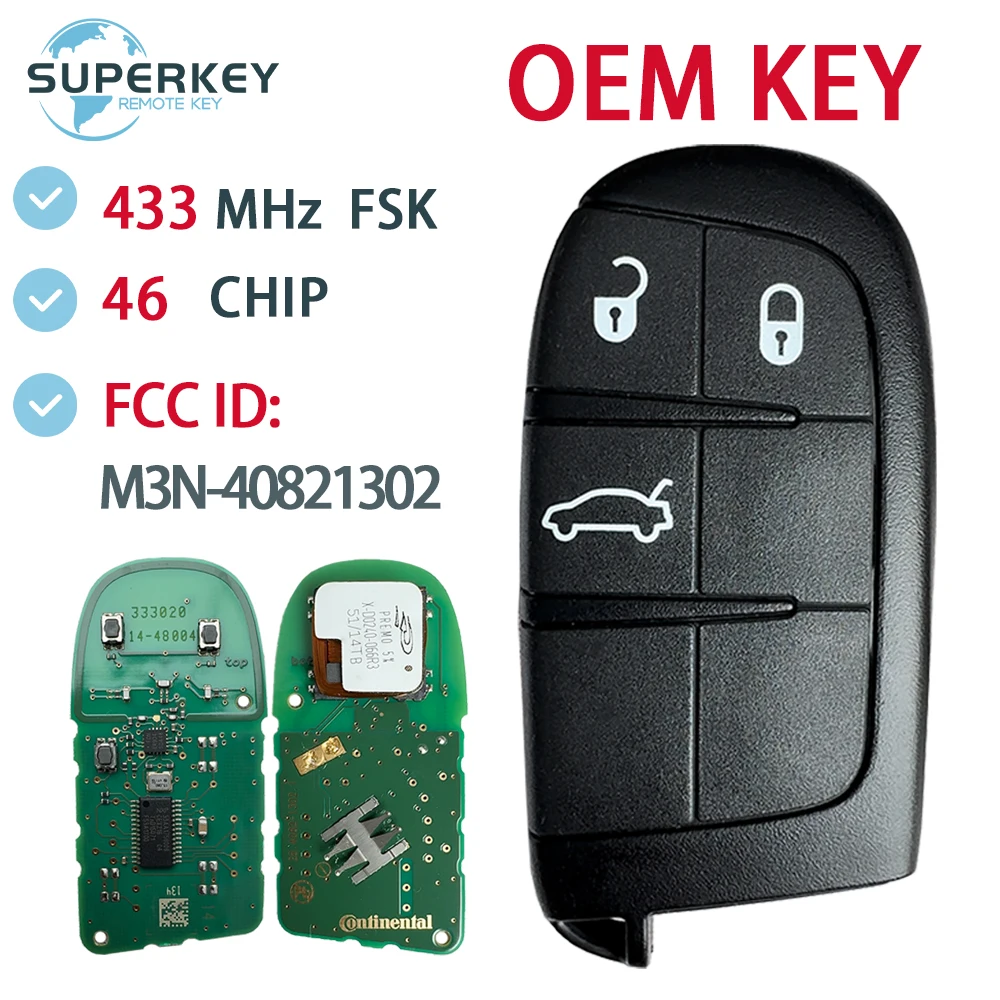 Original Auto Smart Car Key 3 Button 433MHz 46Chip Fob For Fiat Ottimo 500L European Fiat Freemont 2011-2016 FCC: M3N-40821302