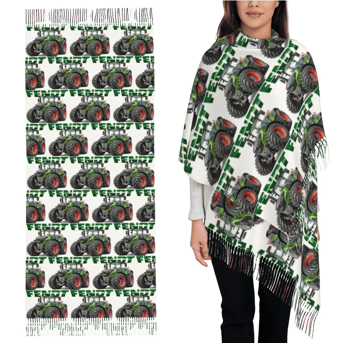 

Шарф Fendt German Tractors, шарфы с кисточками для женщин, мягкие теплые шали и накидки, большая осенне-зимняя шаль