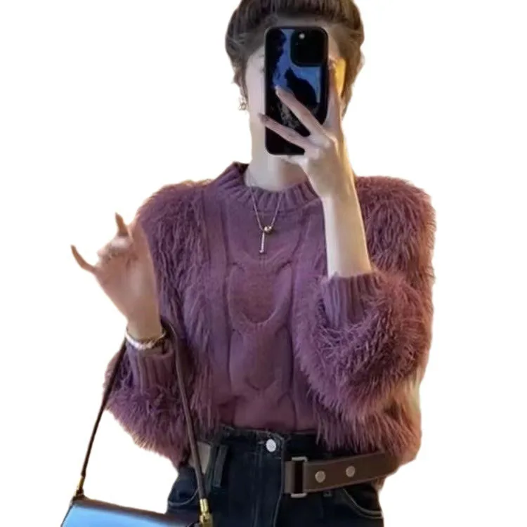 Autunno e inverno Nuovo 2025 Breve pasta fritta Torsioni Maglione Pullover allentato da donna Camicia a maniche lunghe in maglia Top