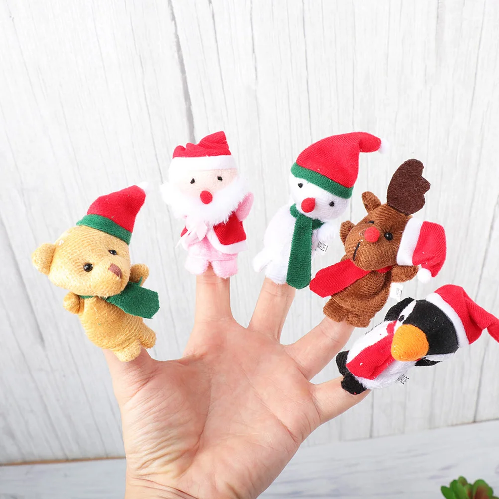 10 Uds. Marionetas de dedo de Navidad juguetes rellenos de medias Navidad portátil niño lindo