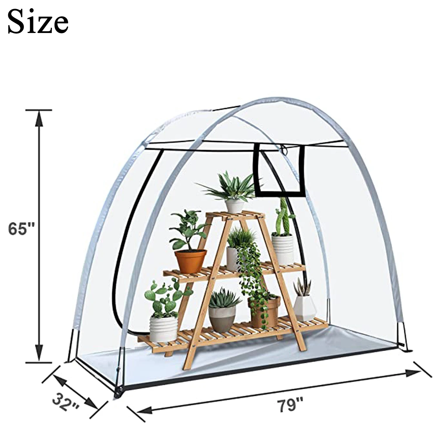 Portable Zipper Openings Sturdy Sunlight Room UV-Proof Flower Transparent Plant Grow Tent, Garden Green House, 4 Sizes
