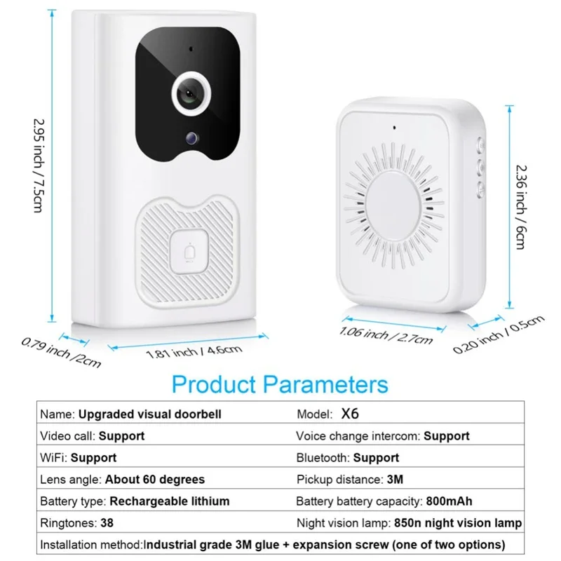 Akıllı görsel kapı zili WiFi HD Video kapı zili gece görüş IP kapı zili gerçek zamanlama monitör kablosuz güvenlik sistemi ev ofis