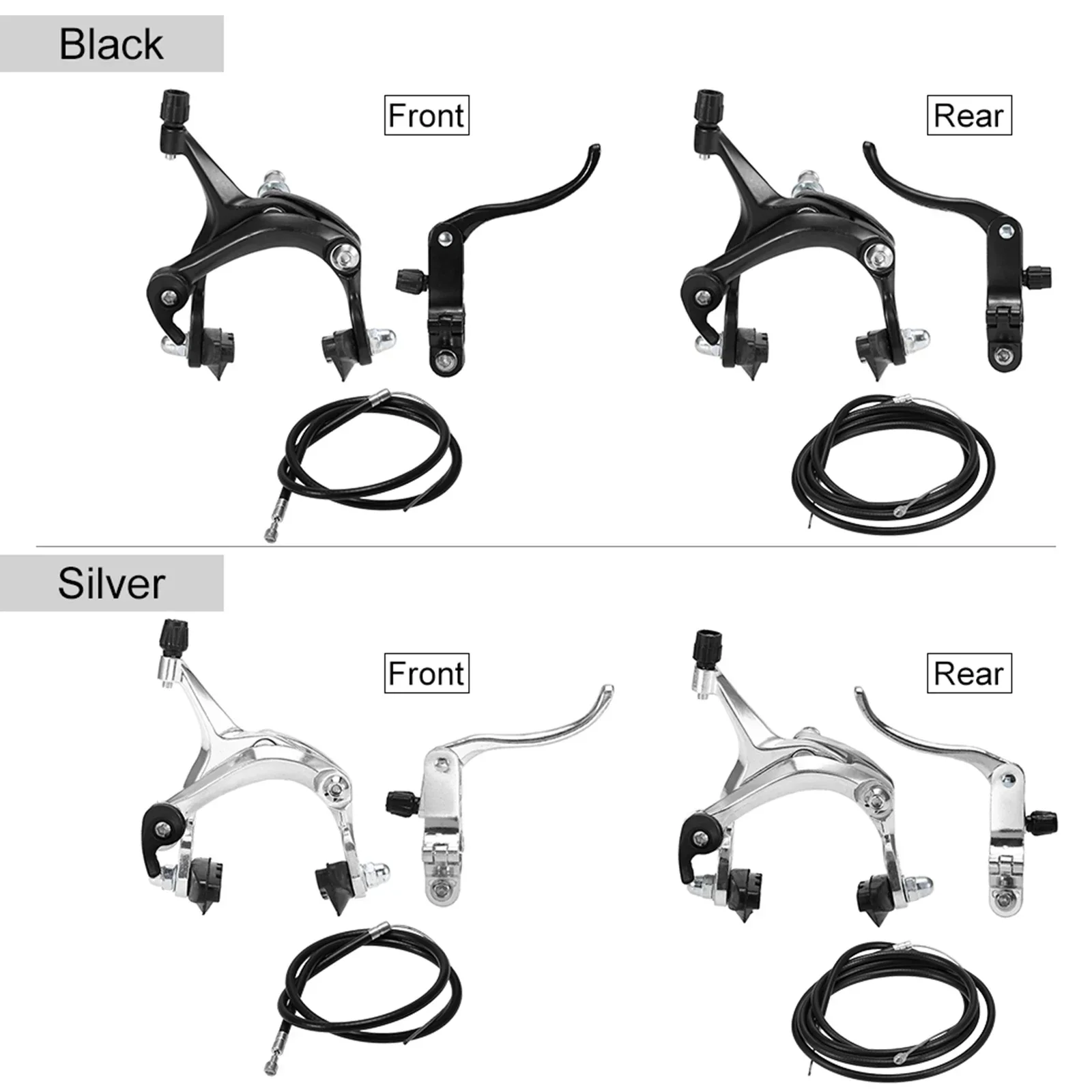 

Front/Rear Side Pull Caliper Brakes Fixie Road Bike Brake Kit Compatible with Cruiser Mountain Bikes