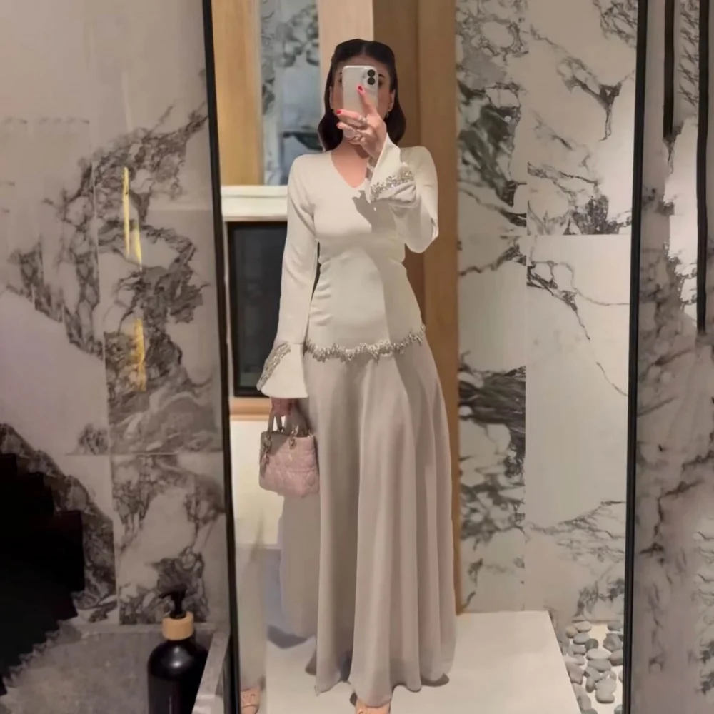 

Customized Exquisite Long Sleeve Mermaid Evening Dress Charming Beading Button Prom Dress Sexy Satin Ruffles Party Gown вечерне