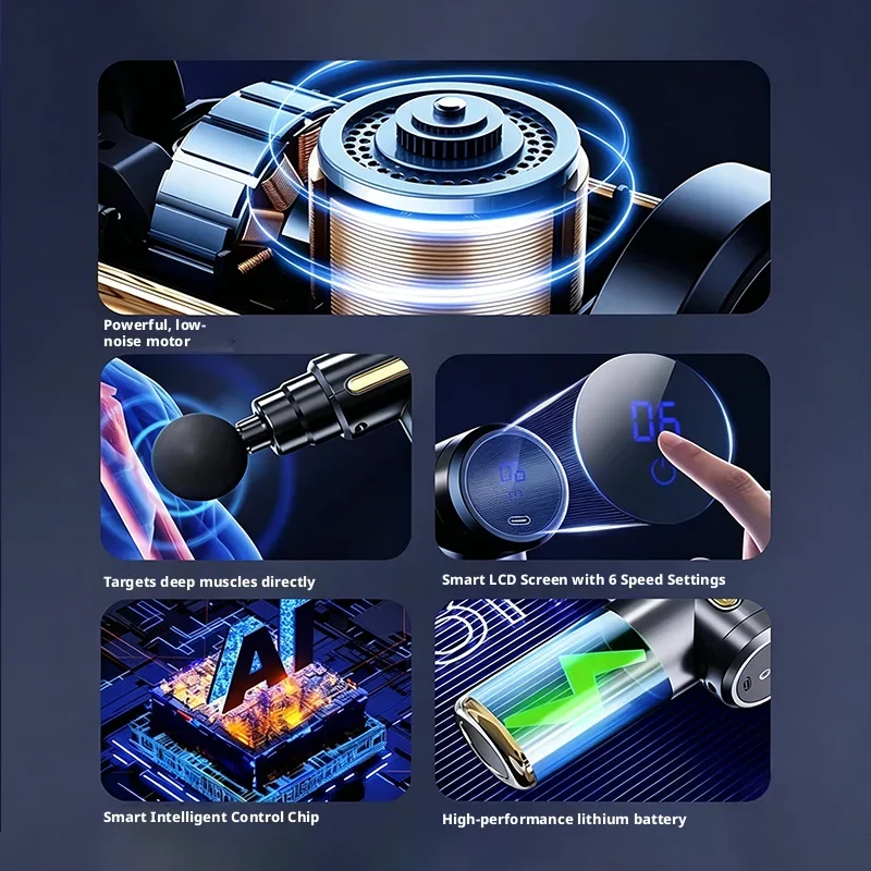 6 Speed Mini Electric Fascia Gun Deep Tissue Muscle Massager Portable Body Relax Massage Gun For Sports Pain Relief view 4