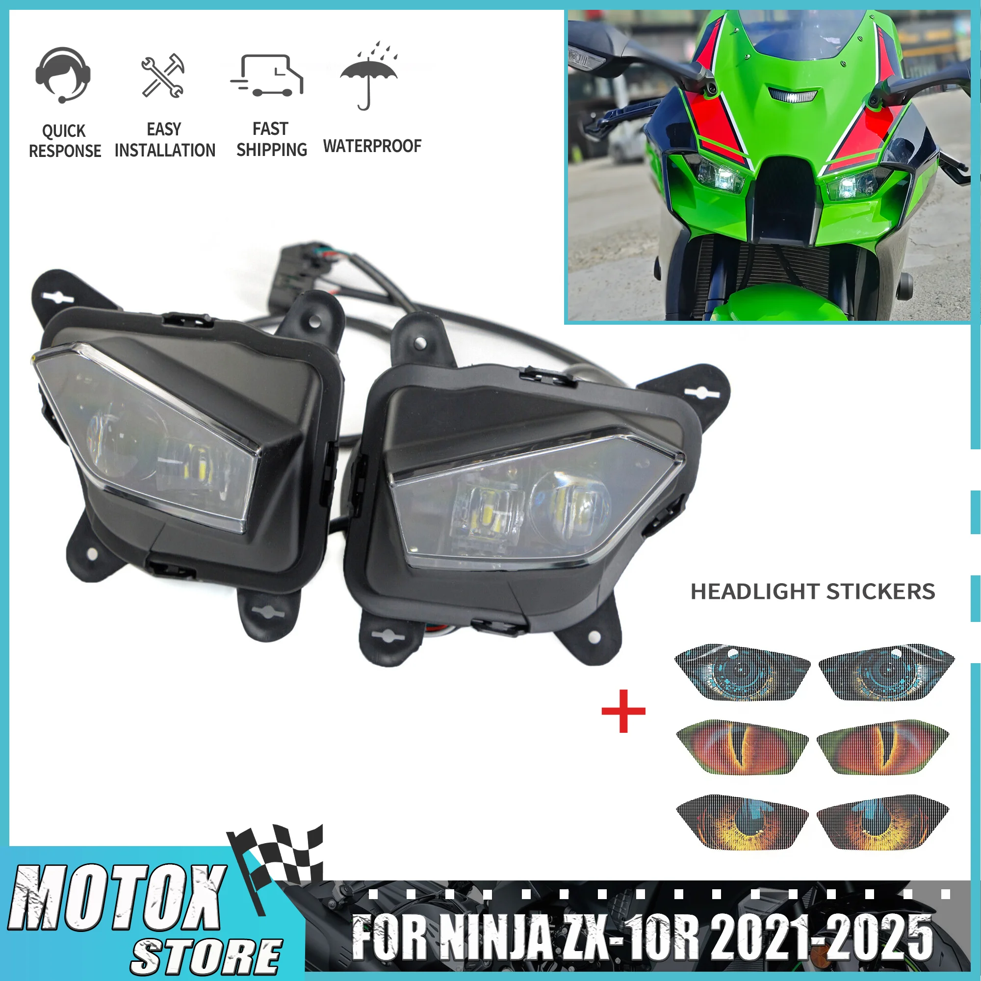 

Подходит для 2021-220 2022 2023 2024 KAWASAKI Ninja ZX-10R ZX10R мотоциклетная фара передняя светодиодная фара в сборе ZX 10R ZX-10RR