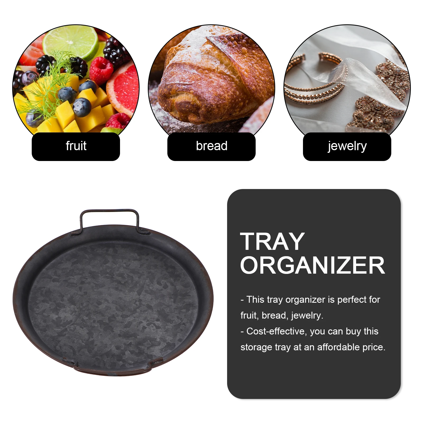 

1pc Iron Art Display Plate For Kitchen Bathroom Jewelry Container Food Food Container Plate Organizing Holder