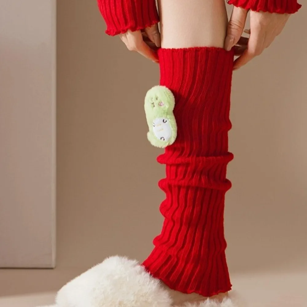 Streetwear Snake Year New Year Knitted Foot Cover Korean Style Red Woolen Leg Warmers Cute Elastic Loose Socks Cycling