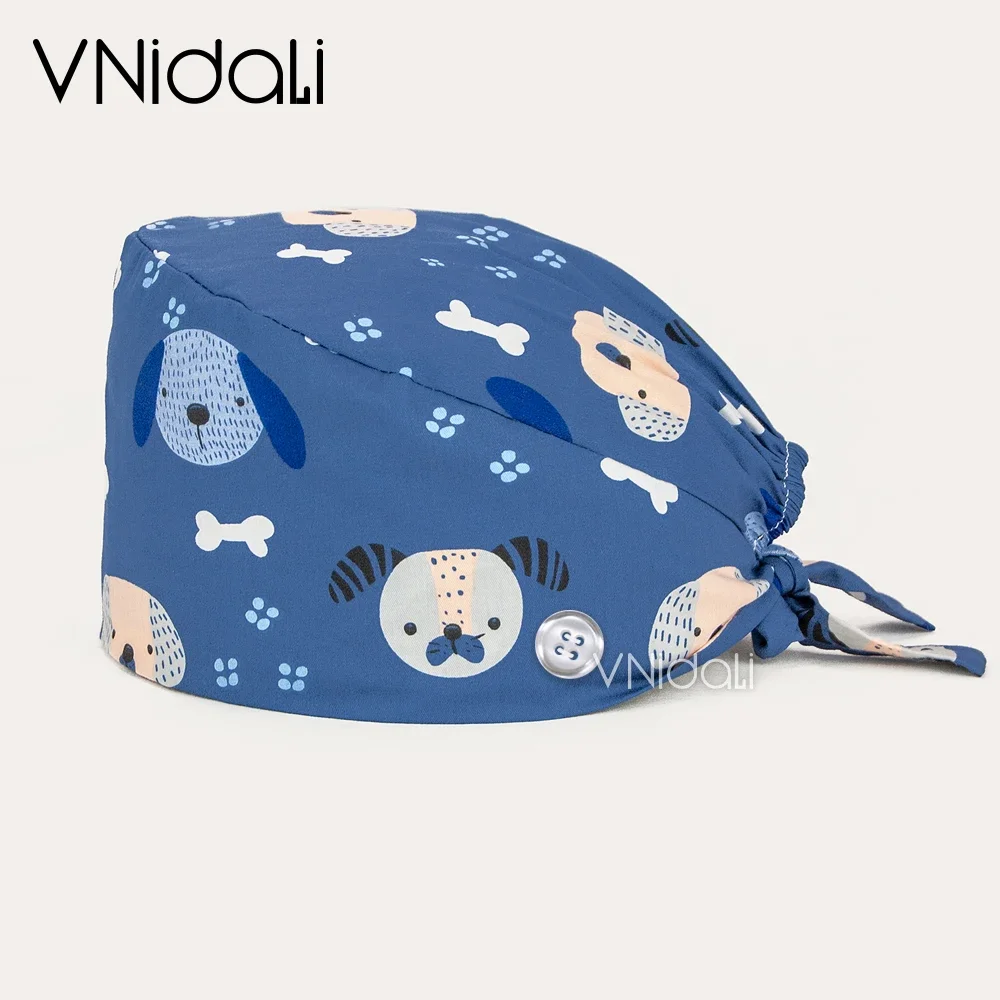 Vlidali enfermera Accesorios peeling Cap Tie Back Working Hat 100% bawełna zmywalny opaska kosmetyczka odporny na kurz peeling czapki