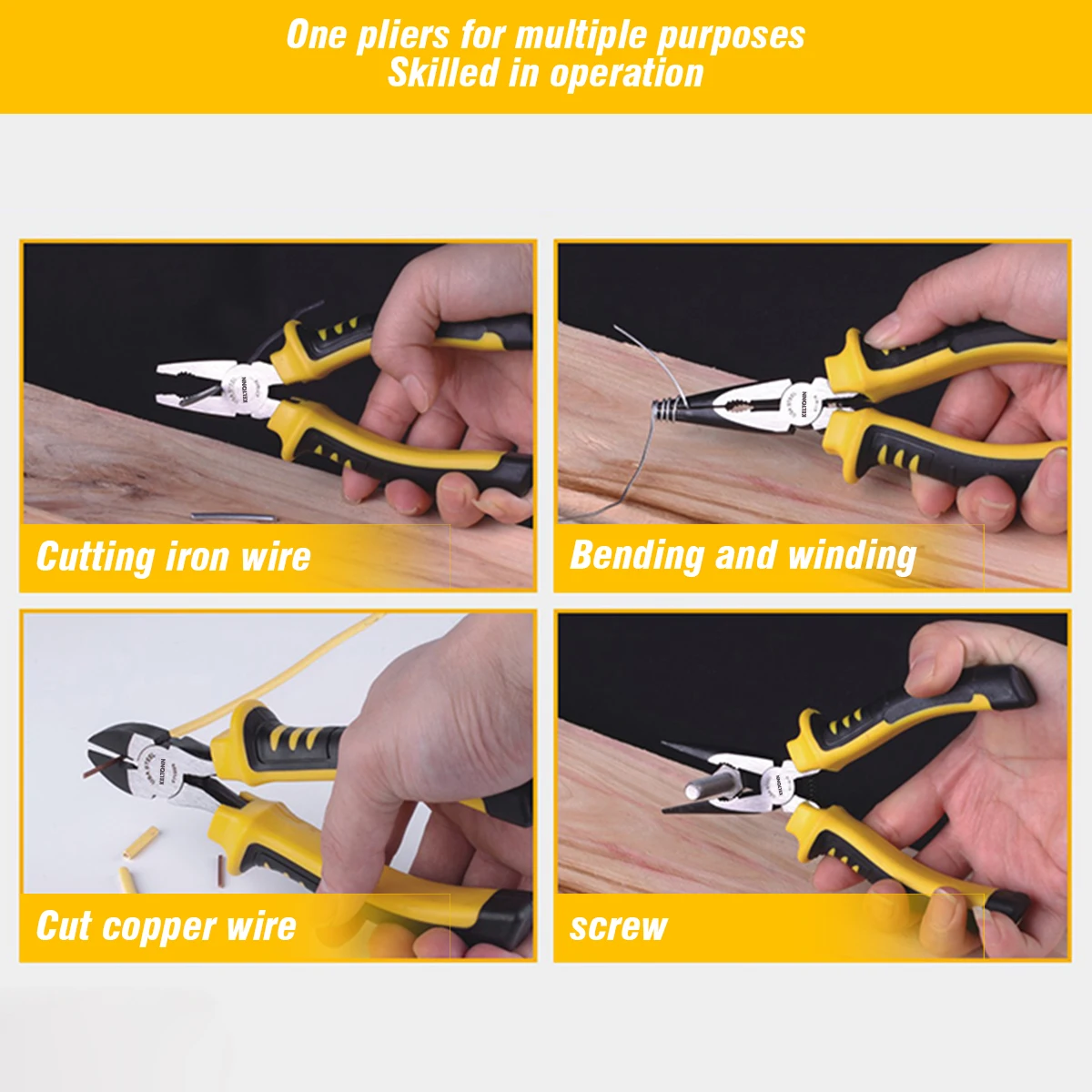 3-Piece Pliers Tool Set Including 6” Needle Nose Pliers, 6” Steel wire pliers, 6” Diagonal Cutters