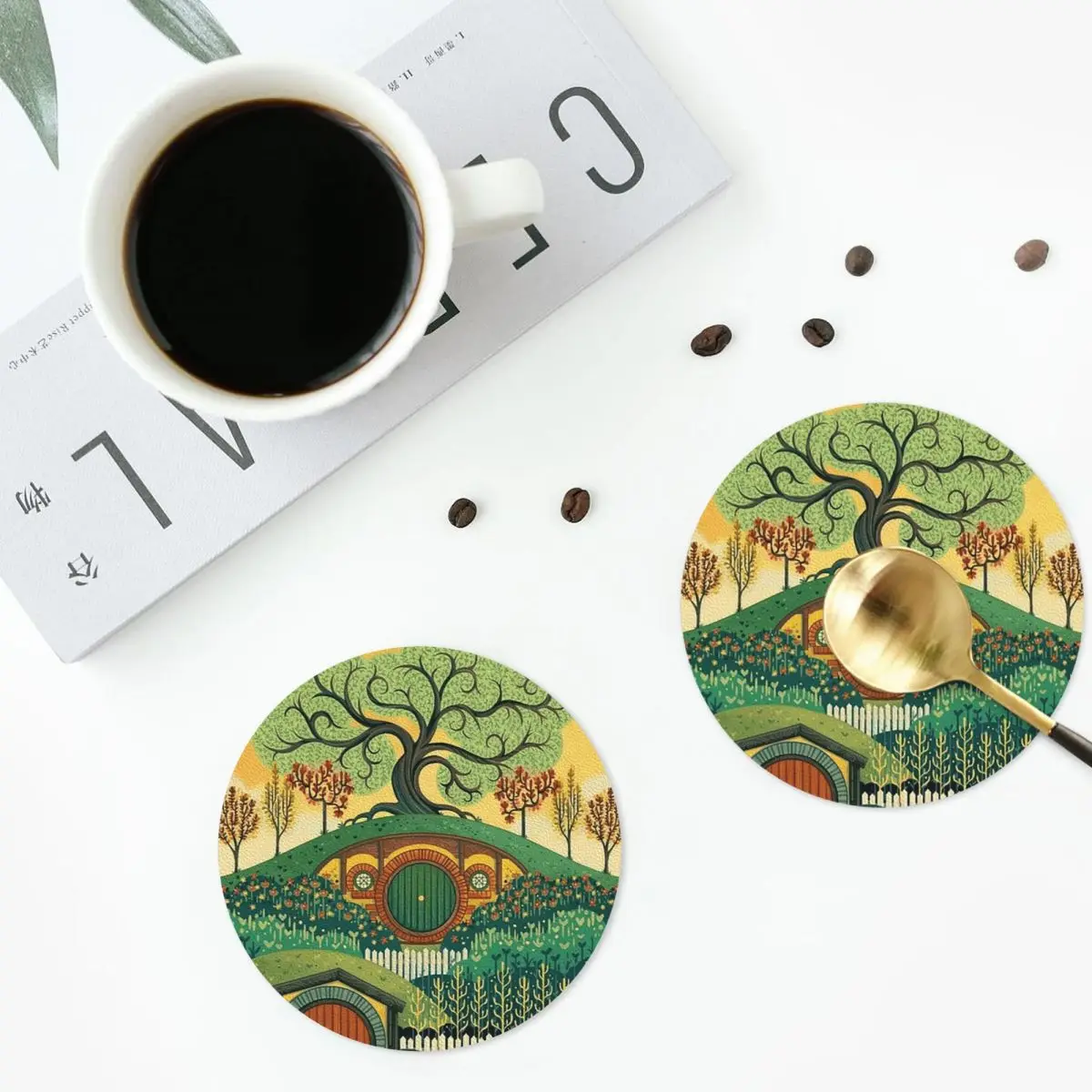 Visit The Shine Poster-1 Coasters PVC Leather Placemats Insulation Coffee Mats for Home Kitchen Dining Pads Set of 6